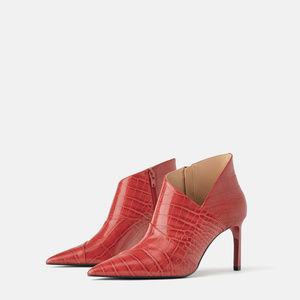 Zara Red Ankle Boots Heels NWB 9 8.5